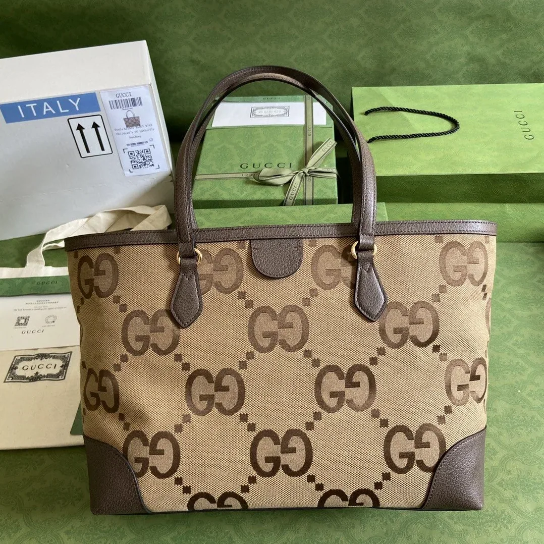 Gucci Jumbo GG Mini Tote Bag Camel And Ebony Jumbo Canvas / Gucci Jumbo GG Mini Tote Bag Camel And Ebony Jumbo Canvas /