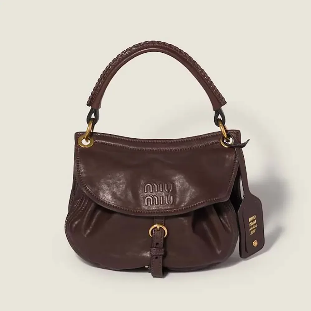 Miu Miu Rendez-Vous Nappa Leather Bag Briarwood for Women