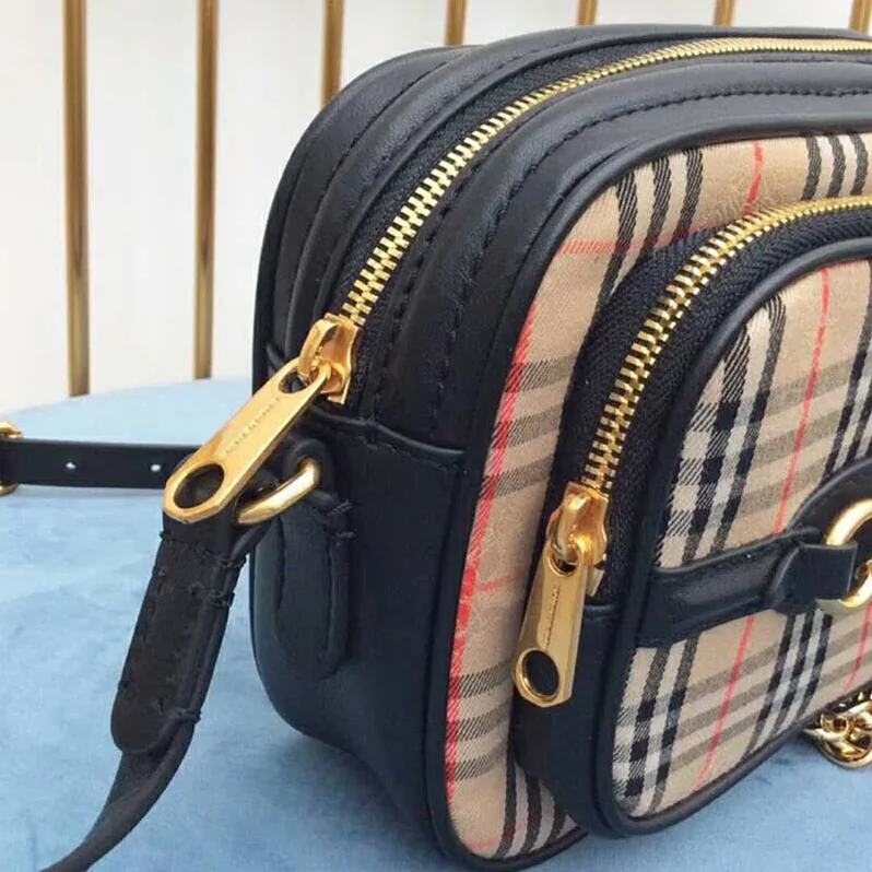 Burberry The 1983 Check Link Camera Bag for Women in Black Burberry The 1983 Check Link Camera Bag for Women in Black