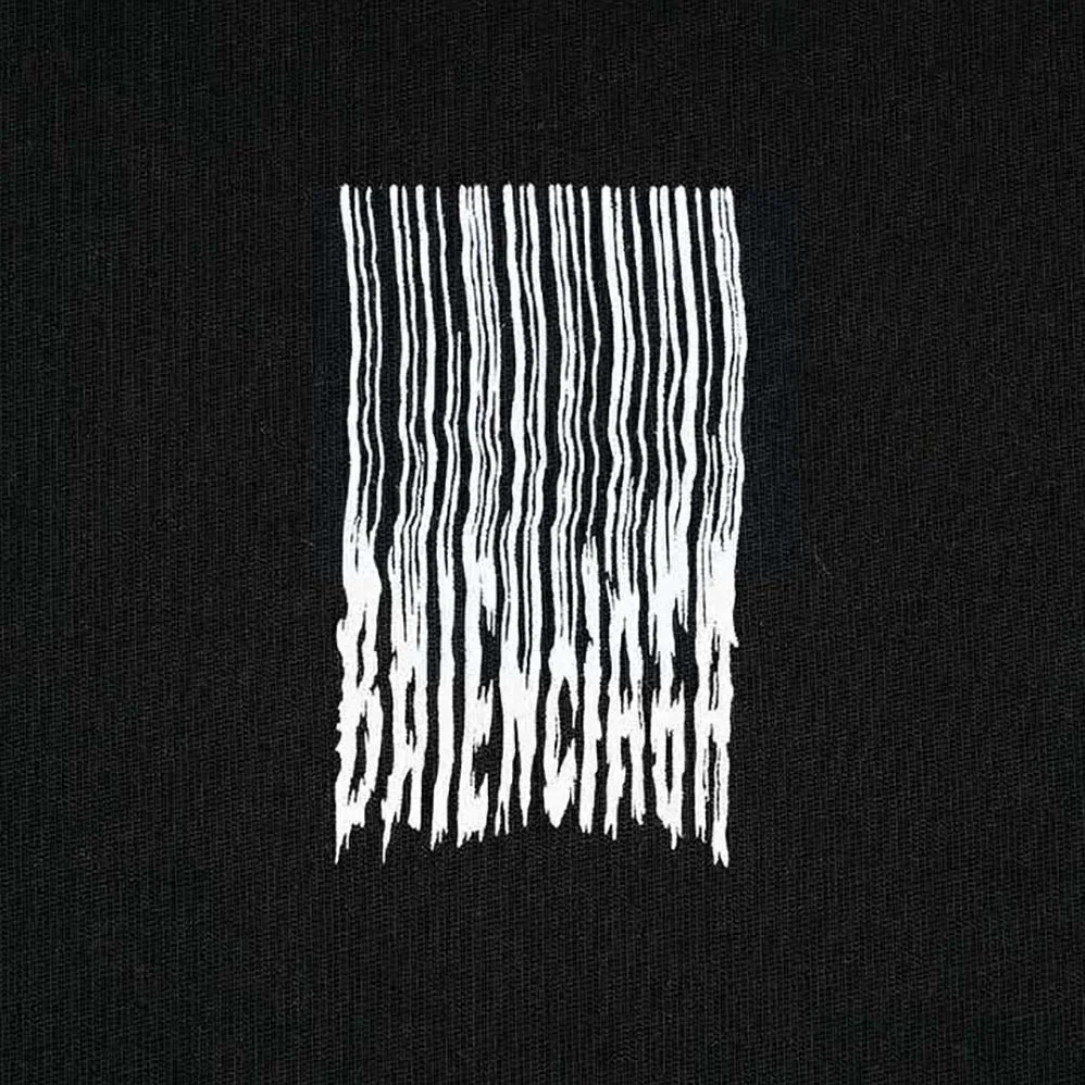Balenciaga Barcode Wide Fit T-Shirt in Black and White Vintage Jersey for Women Balenciaga Barcode Wide Fit T-Shirt in Black and White Vintage Jersey for Women