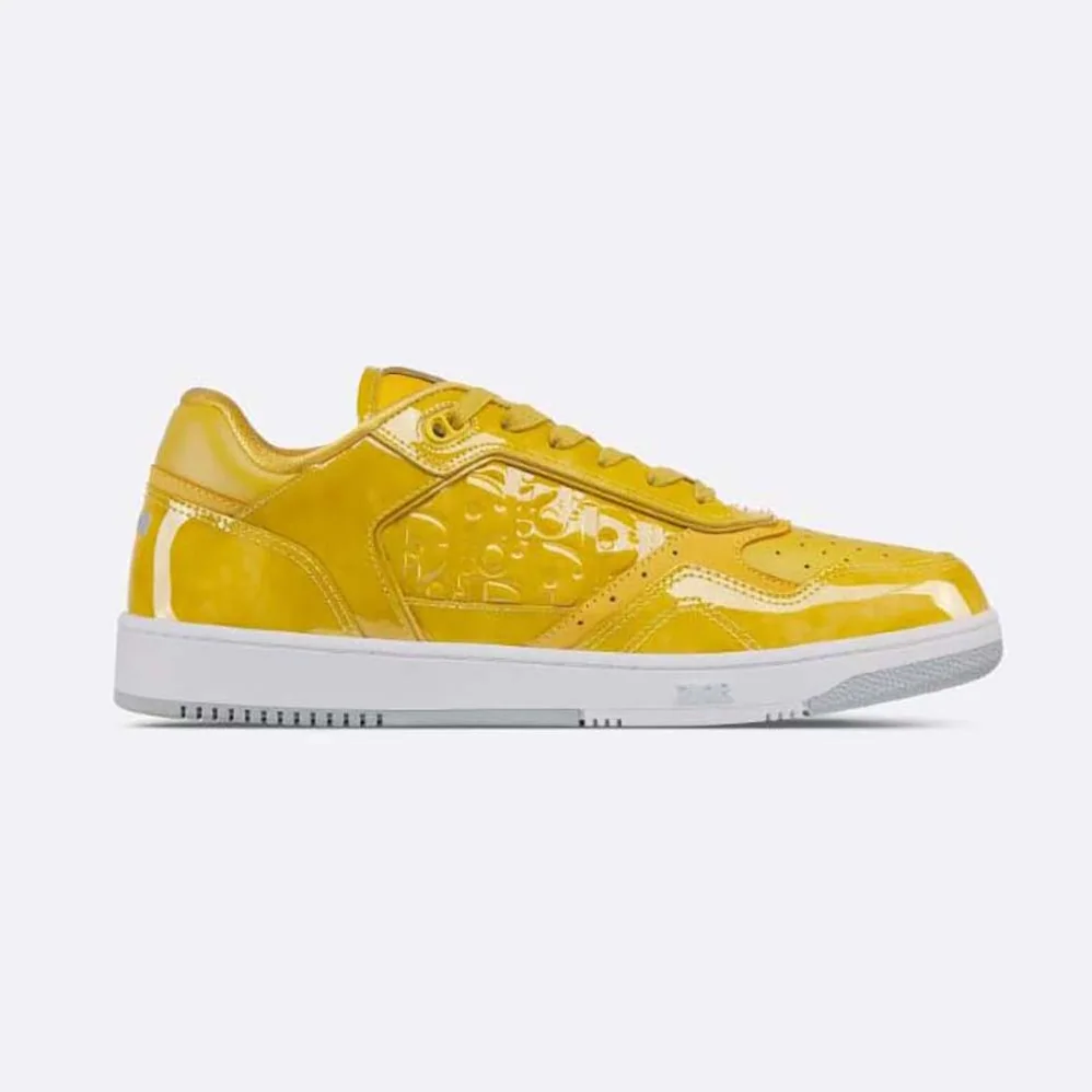 Dior B27 Low-top Sneaker Yellow Patent Calfskin and Dior Oblique Gravity Leather for Men Dior B27 Low-top Sneaker Yellow Patent Calfskin and Dior Oblique Gravity Leather for Men
