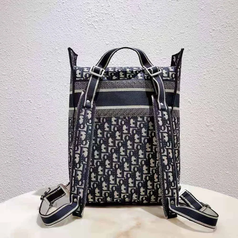 Dior Backpack Blue Dior Oblique Embroidery for Women