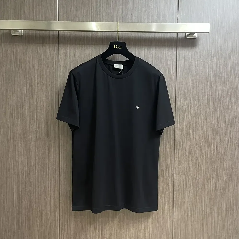 Dior T-Shirt with Bee Embroidery Black Cotton Jersey for Men
