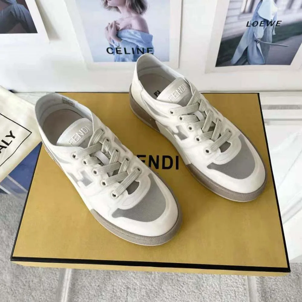 Fendi Match White Mesh Low Tops for Unisex Fendi Match White Mesh Low Tops for Unisex
