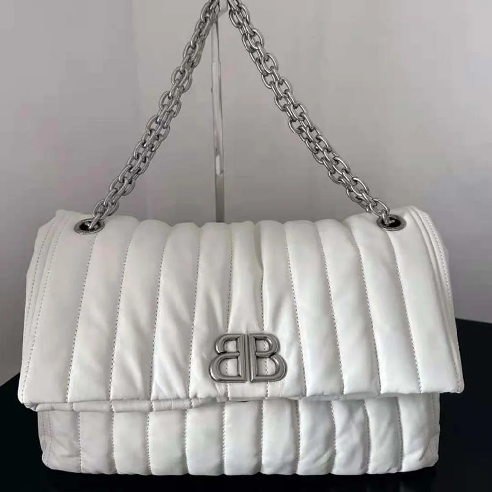Balenciaga Monaco Medium Chain Bag Quilted in off White for Women