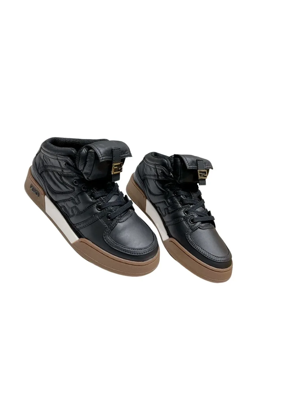 FD Fendi Match Lace-Up High in Top Sneakers Black FD Fendi Match Lace-Up High in Top Sneakers Black