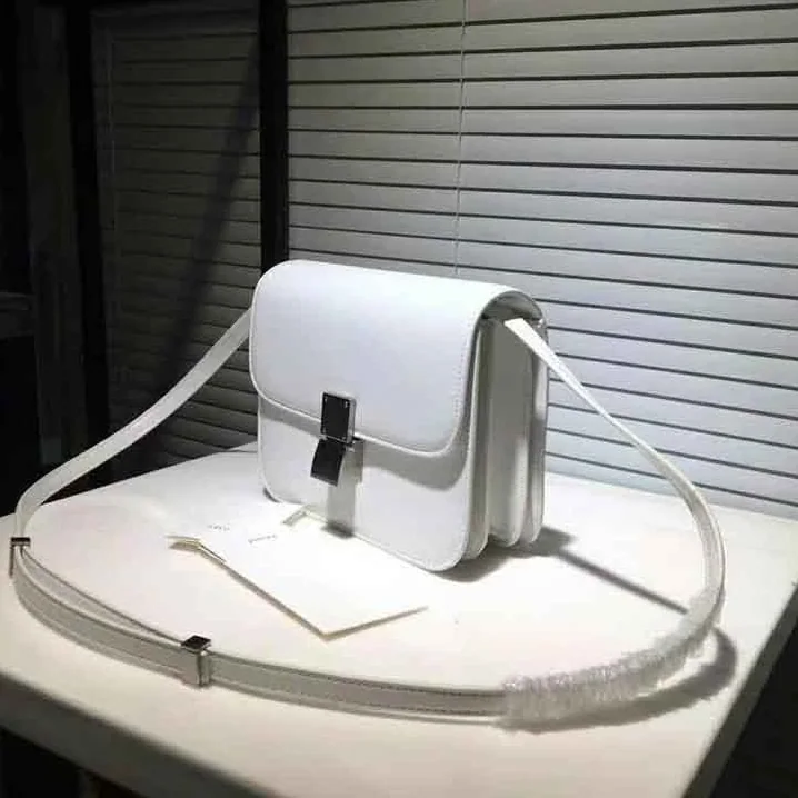 Celine Medium Classic Bag in Box Calfskin Leather in White