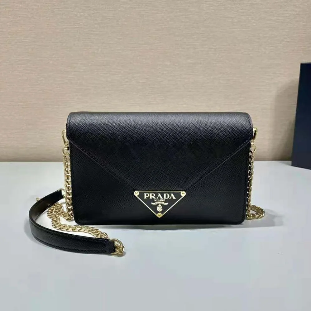 Prada Saffiano Leather Shoulder Bag for Women in Black
