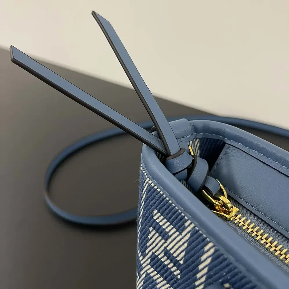 Fendi Roll Mini Blue Denim-effect FF Jacquard Mini for Women in bag