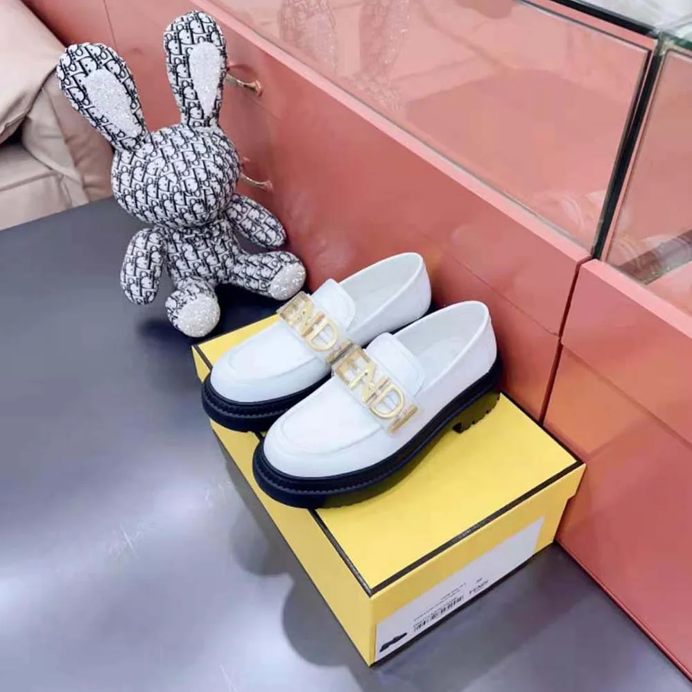 Fendi Fendigraphy White Leather Loafers for Women