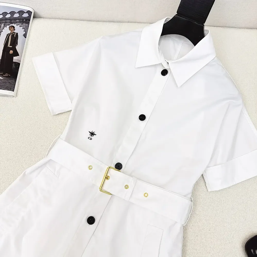 Dior Belted Shirtdress Ecru Cotton and Silk Poplin for Women