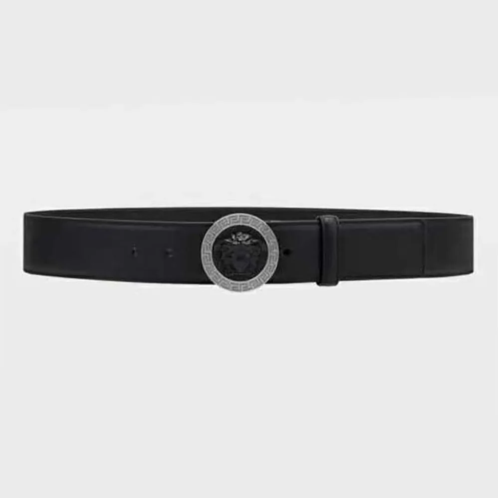 Versace Medusa Biggie Reversible Leather Belt for Men in Black Versace Medusa Biggie Reversible Leather Belt for Men in Black