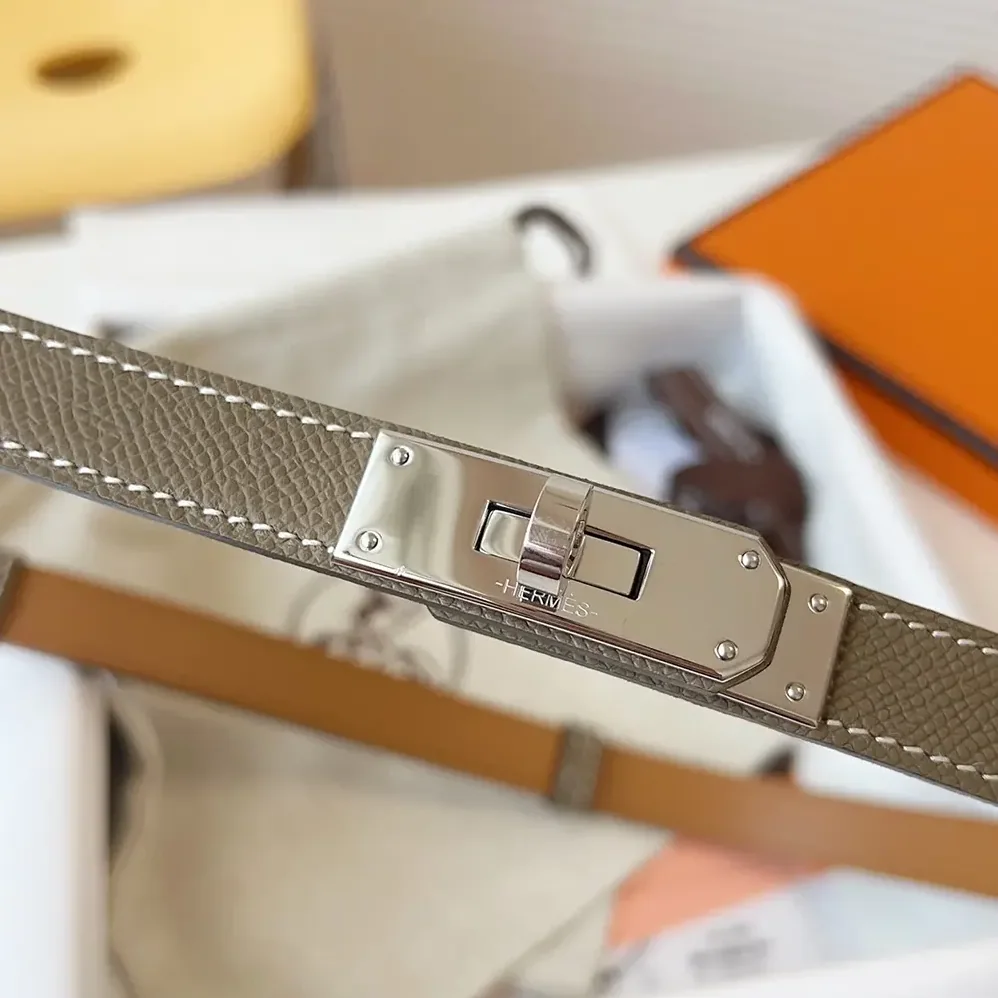Hermes Kelly 18 Belt for Women in Grey