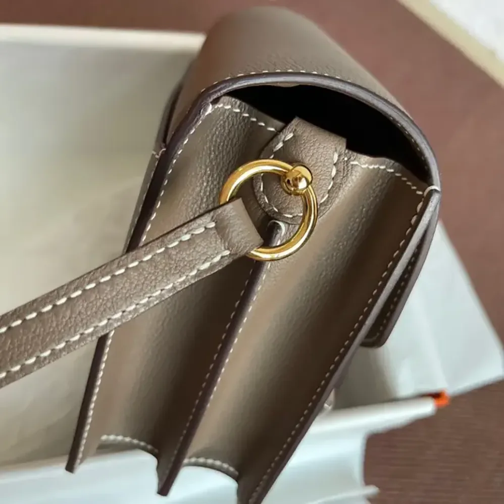Hermes Roulis Mini Bag in Evercolor Calfskin for Women in Gray/Gold