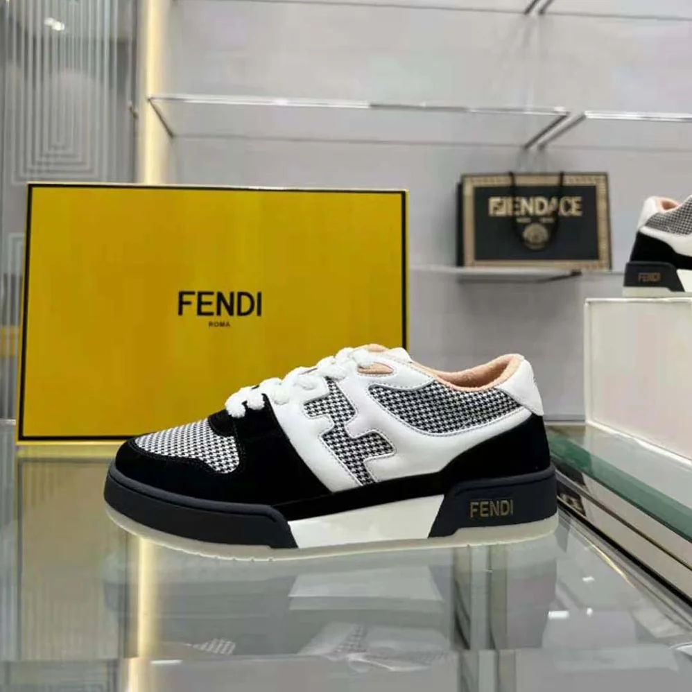 Fendi Match Low Tops in Black Suede for Women Fendi Match Low Tops in Black Suede for Women