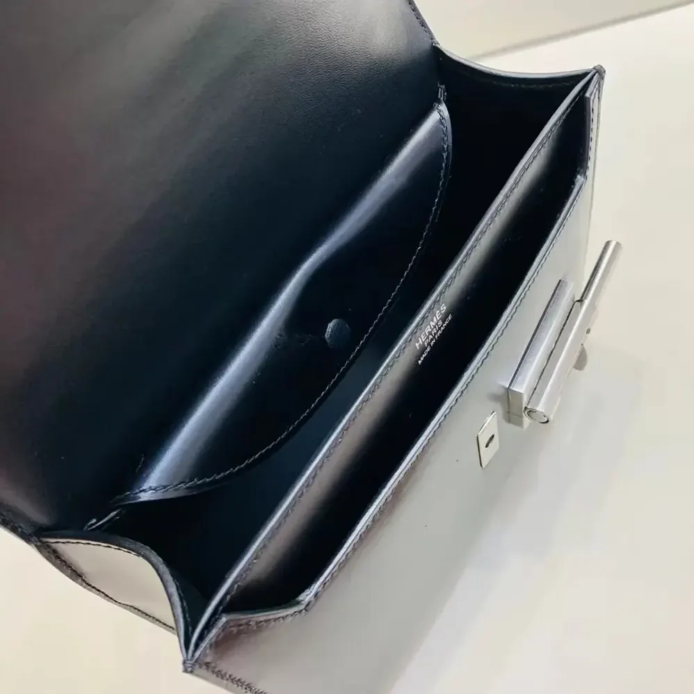Hermes Verrou Bag in Box Leather for Women in Black/Silver