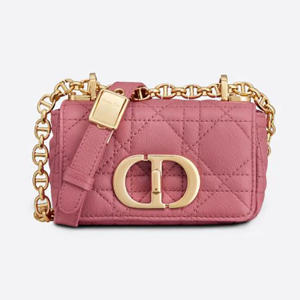 Dior Micro Dior Caro Bag Yarrow Pink Supple Cannage Calfskin for Women