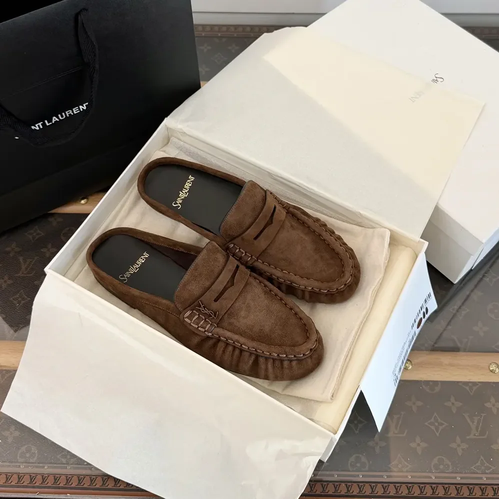 Saint Laurent YSL Le Loafer Mules in Suede for Unisex Saint Laurent YSL Le Loafer Mules in Suede for Unisex