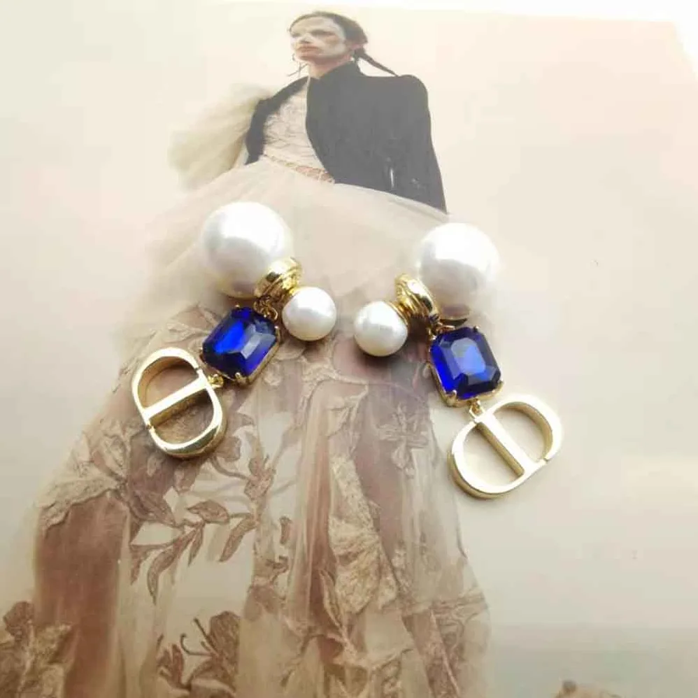 Dior Petit Cd Earrings Gold-Finish Metal with White Resin Pearls for Women