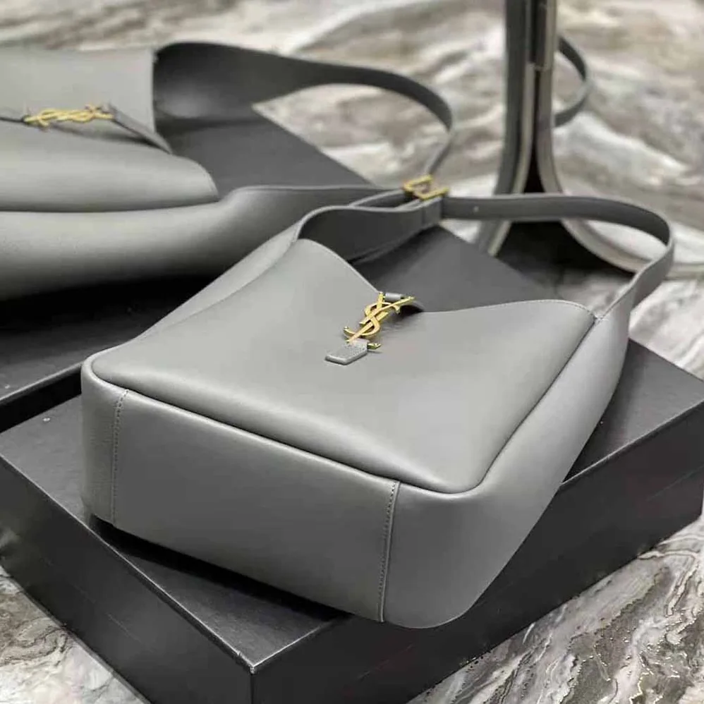 Saint Laurent YSL Le 5 à 7 Soft Small Hobo Bag in Smooth Leather for Women in Gray
