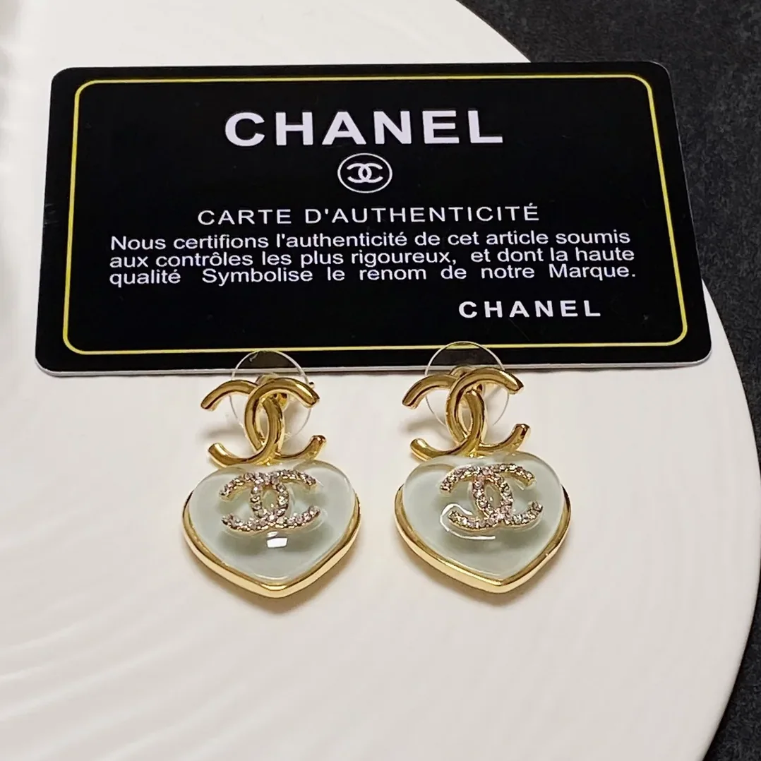 Love Heart Double C Earrings Gold
