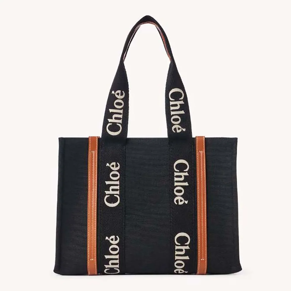 Chloe Medium Woody Tote Bag for Women in Black