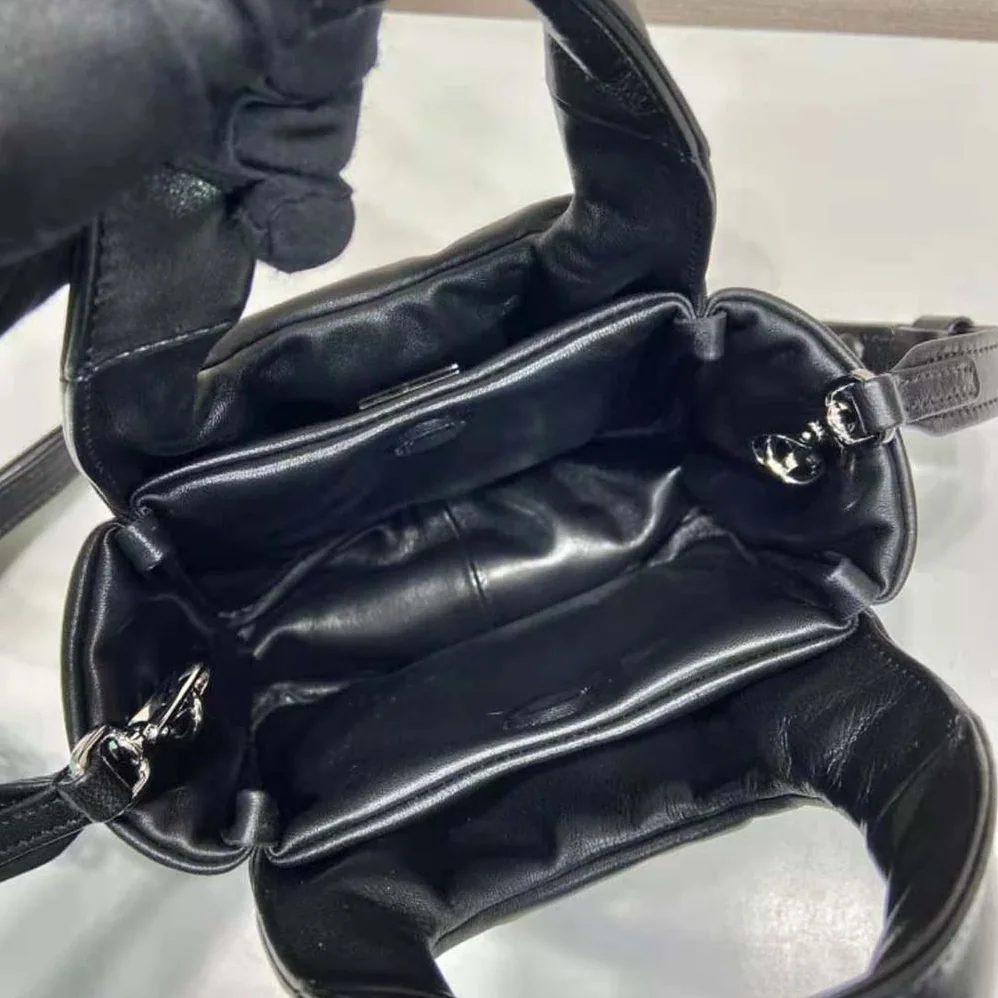 Prada Small Padded Prada Soft Nappa-Leather Bag for Women in Black Prada Small Padded Prada Soft Nappa-Leather Bag for Women in Black