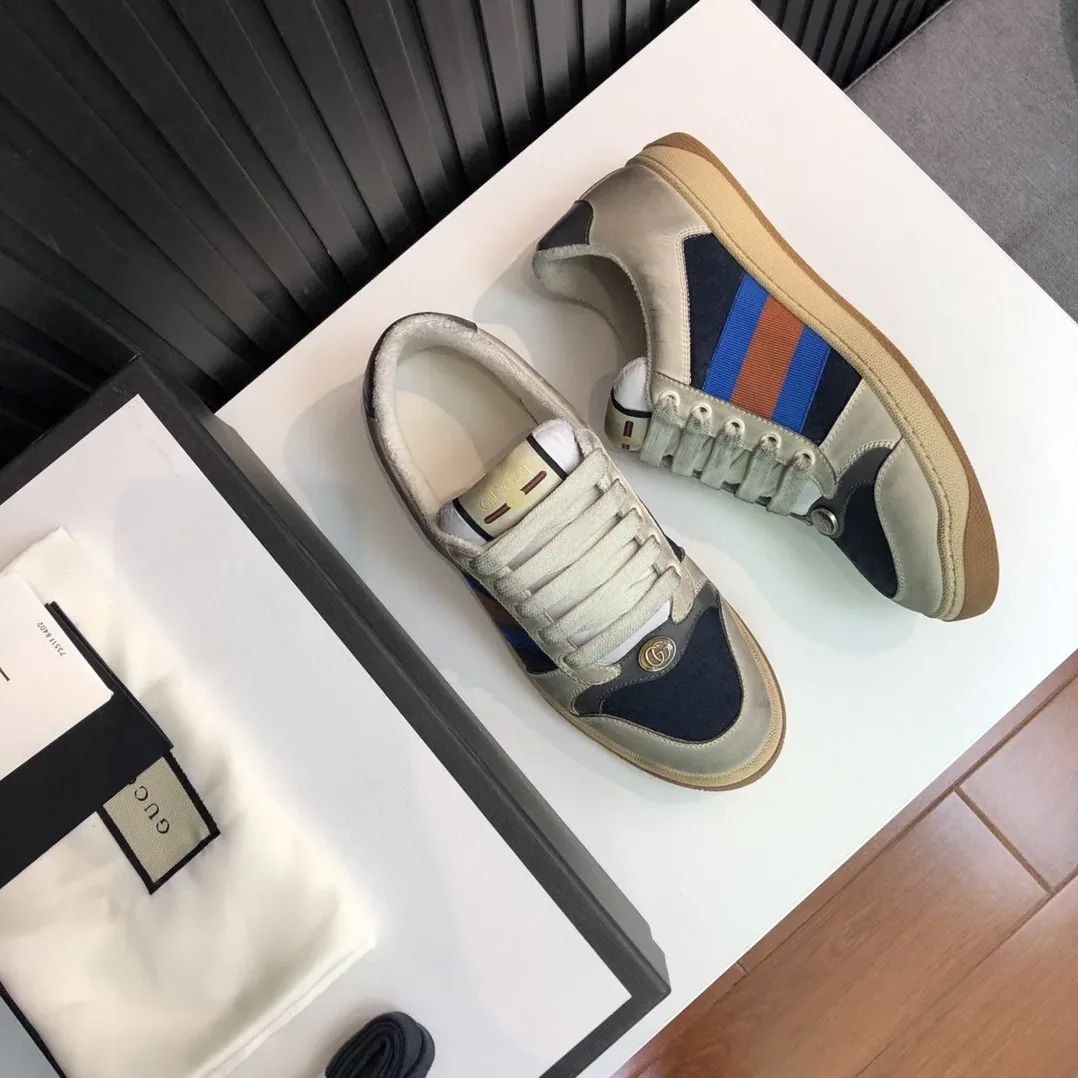 Gucci GG Screener Distressed White Blue for Women