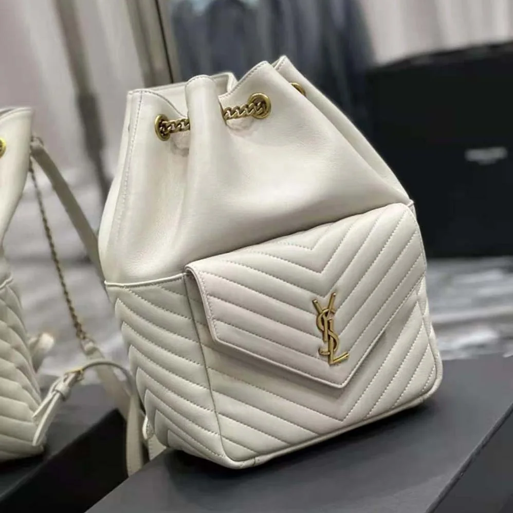 Saint Laurent YSL Joe Backpack in Lambskin for Women in White