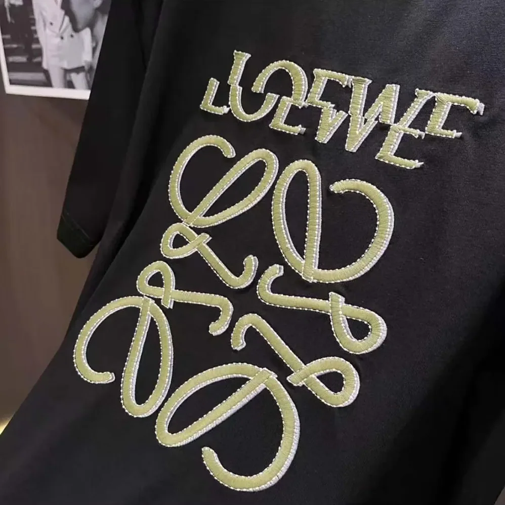 Loewe Loewe Men Loose Fit T-shirt in Cotton for Men in Black/Beige Loewe Loewe Men Loose Fit T-shirt in Cotton for Men in Black/Beige