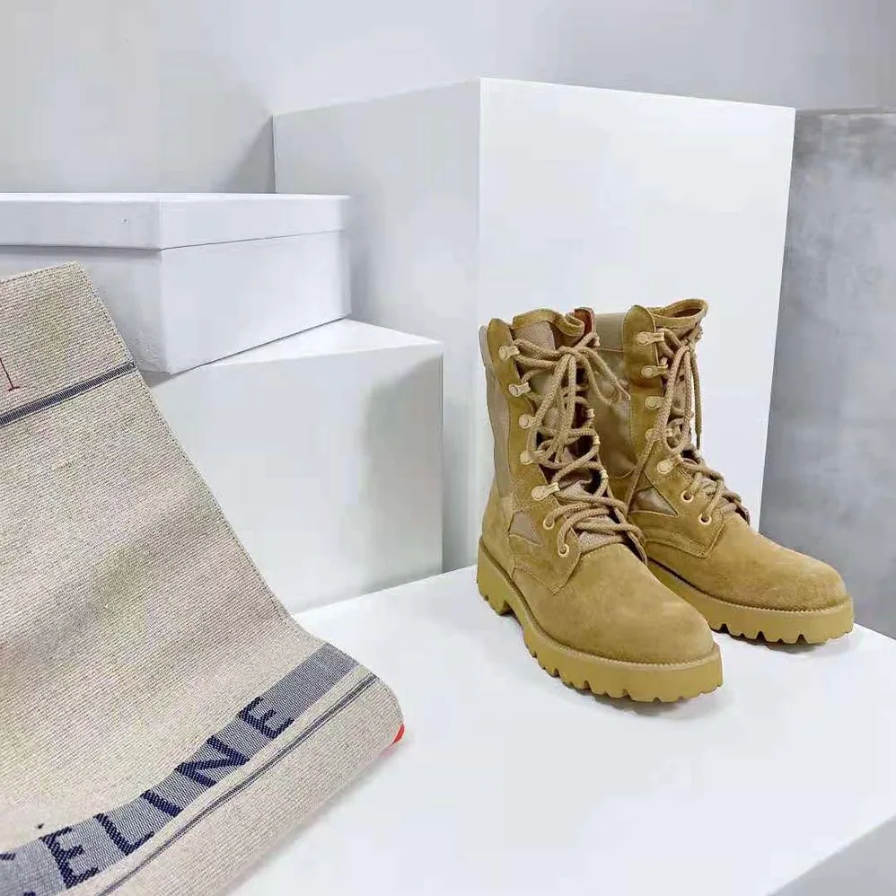 Celine Outdoor Lace up Boot in Suede Calfskin and Nylon for Women