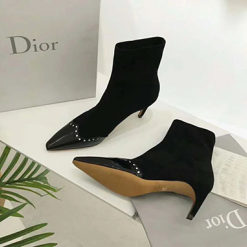 Dior Spectadior Ankle Boot in Stretch Suede Calfskin 65mm Heel for Women in Black Dior Spectadior Ankle Boot in Stretch Suede Calfskin 65mm Heel for Women in Black