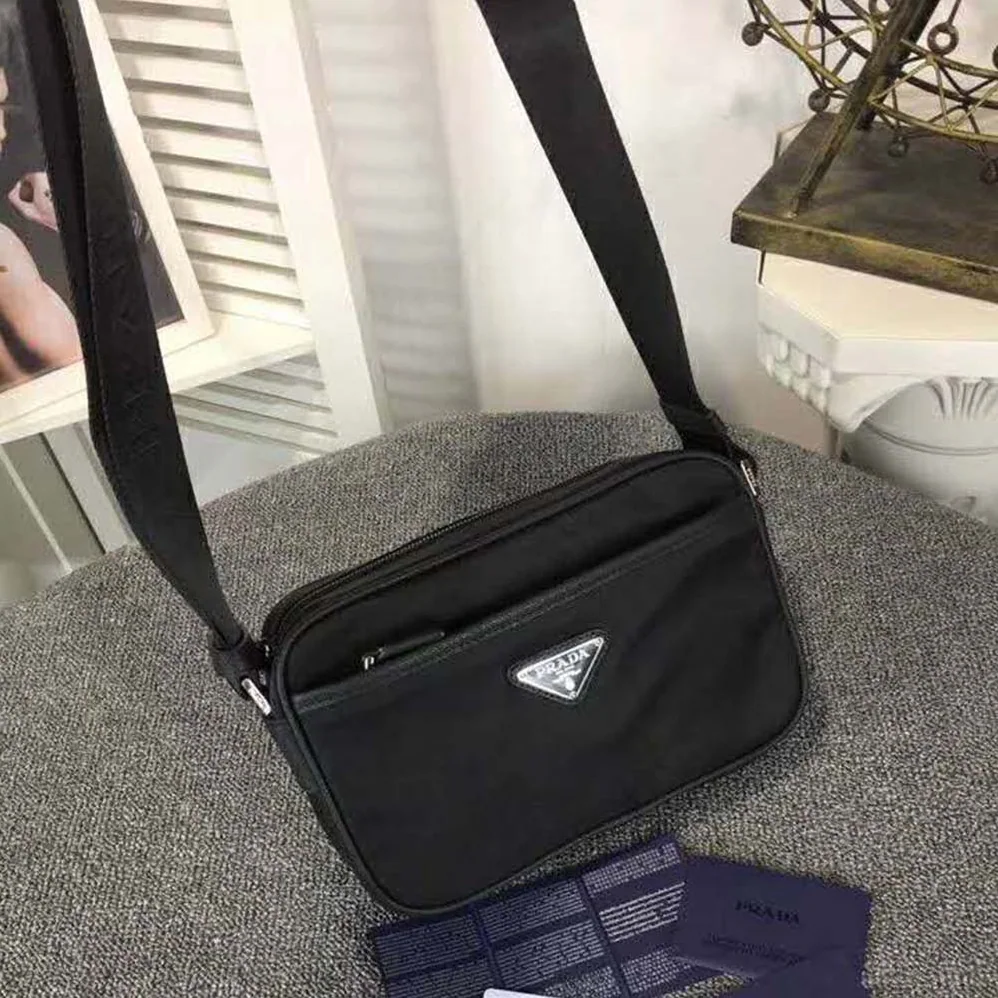 Prada Nylon Shoulder Bag for Men in Black Prada Nylon Shoulder Bag for Men in Black