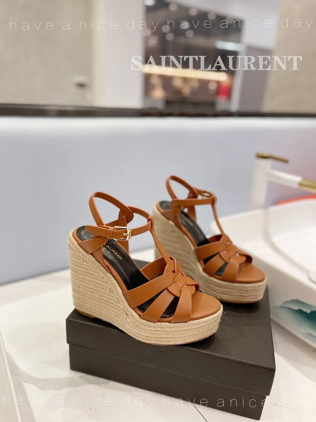 Saint Laurent Tribute Espadrilles In Smooth Brown Saint Laurent Tribute Espadrilles In Smooth Brown