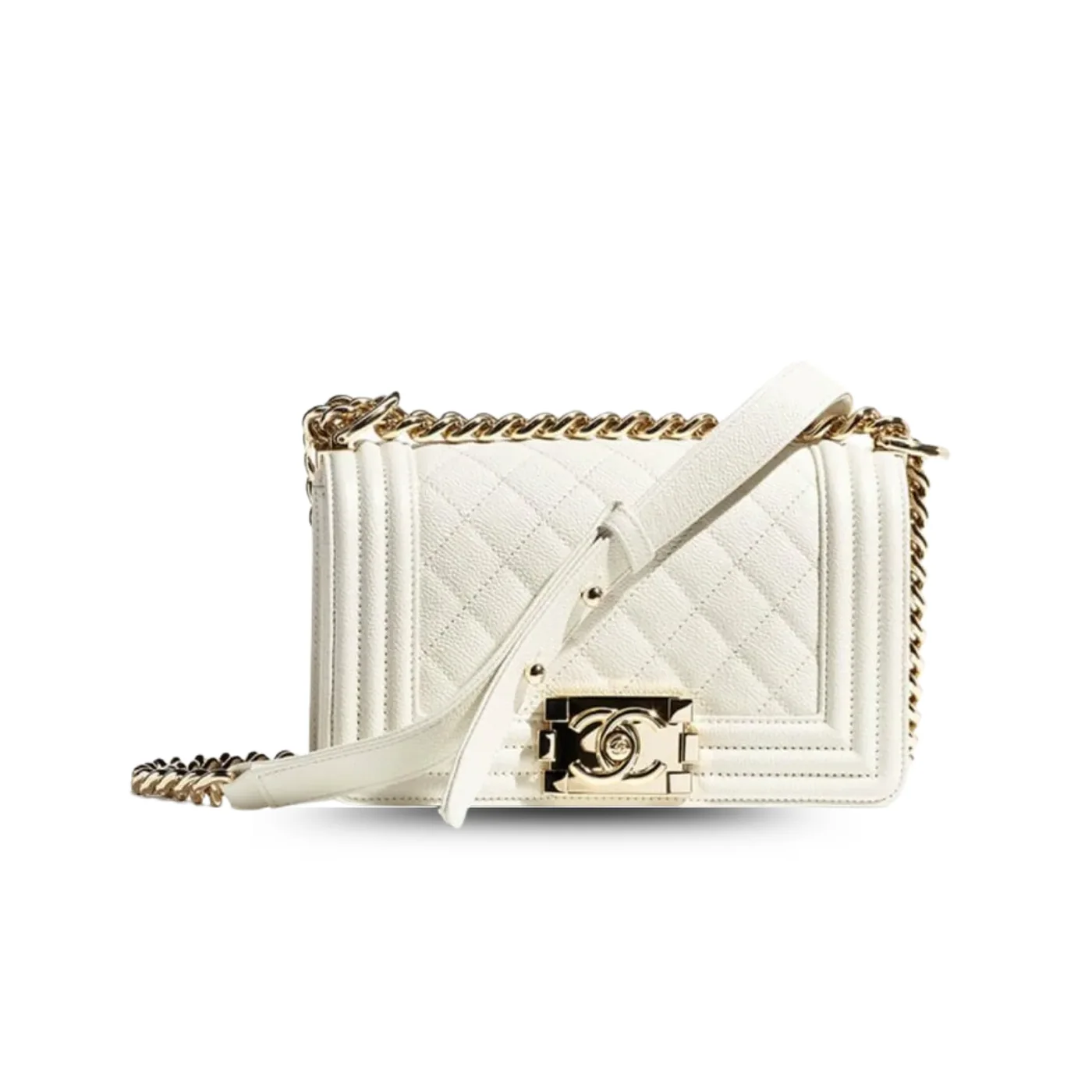 Chanel Boy Flap Small Crossbody Bag in White Gold Hardware