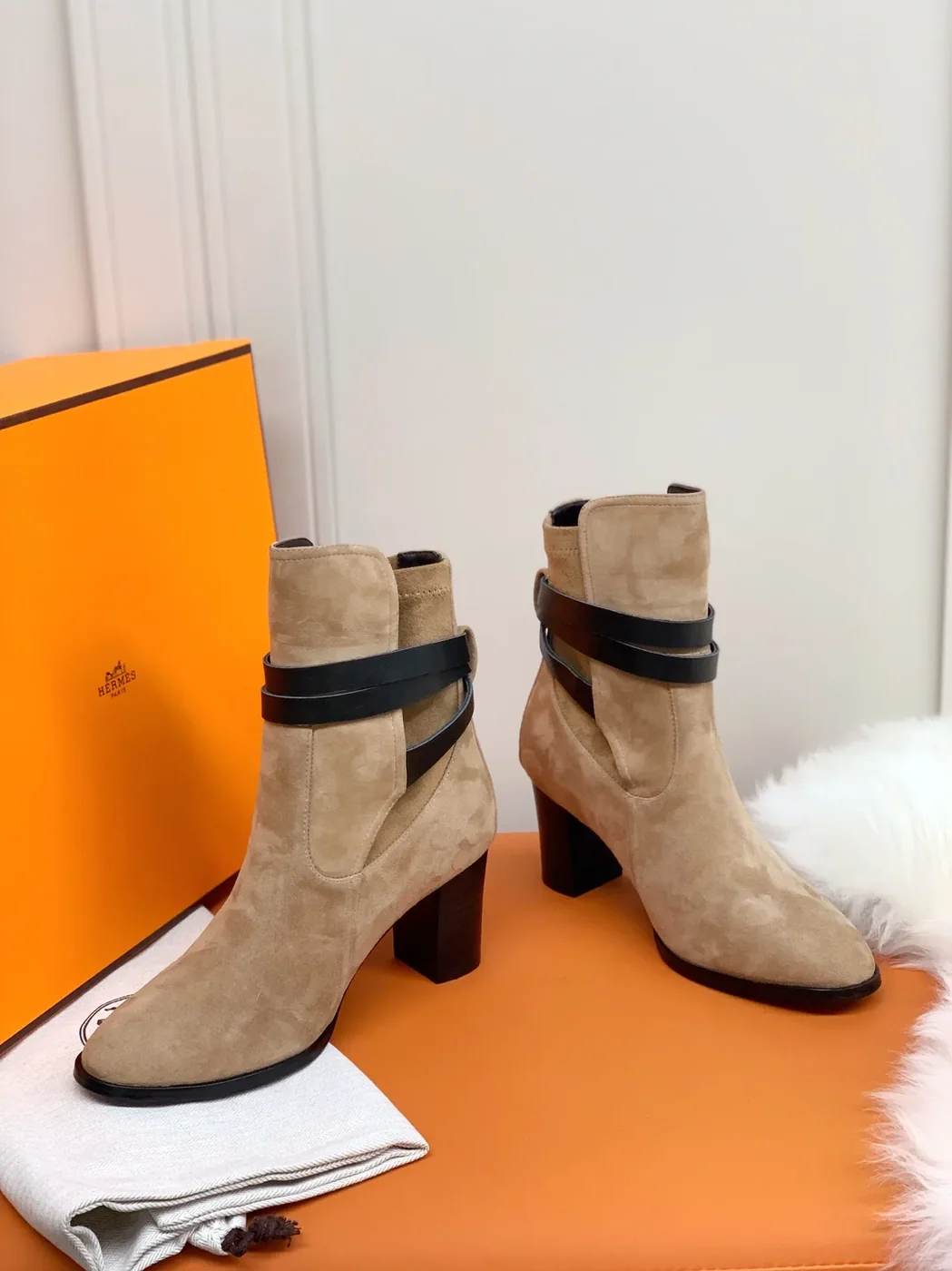 Hermes Frenchie 70 Ankle Boots Beige /