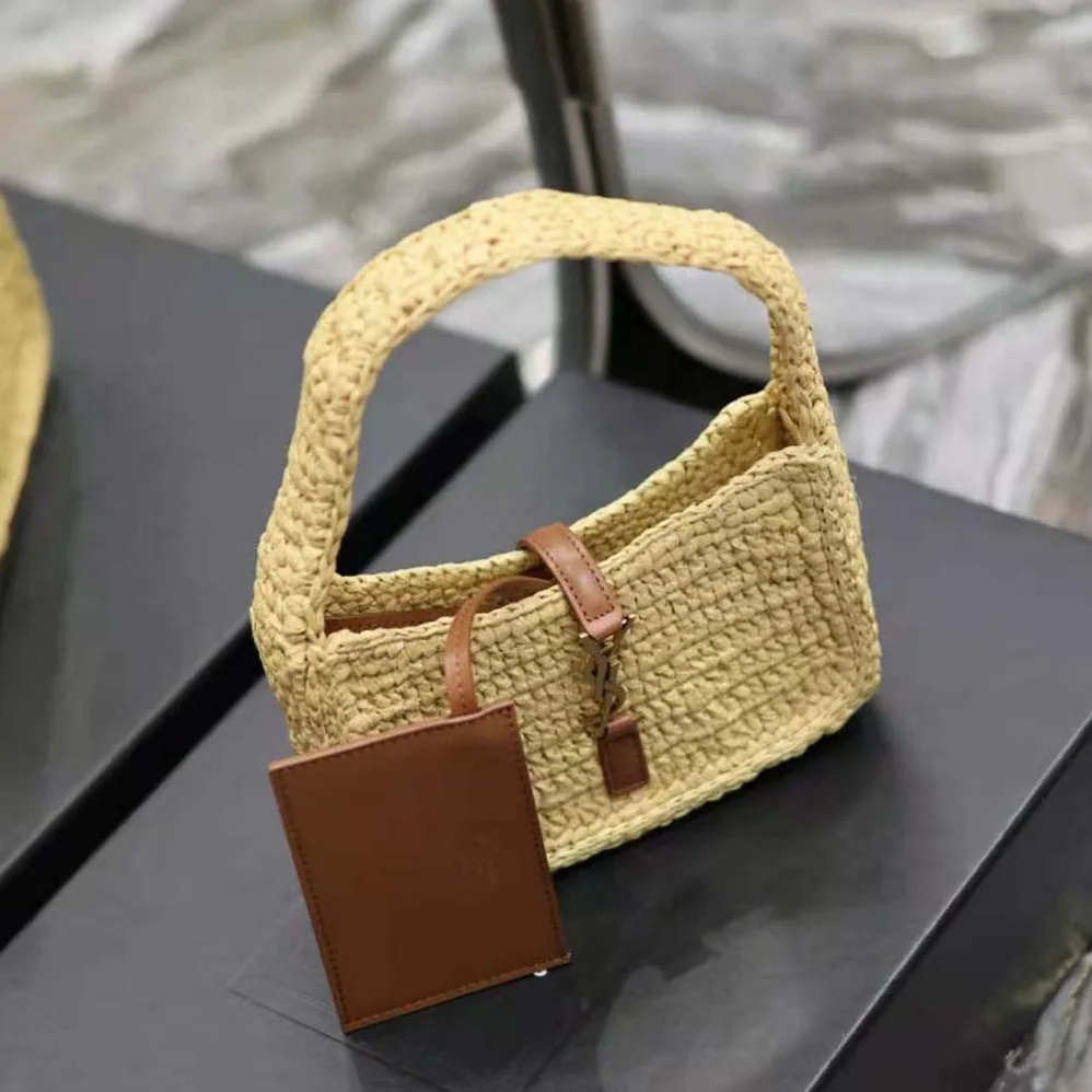 Saint Laurent YSL Le 5 à 7 Mini in Raffia for Women in Natural