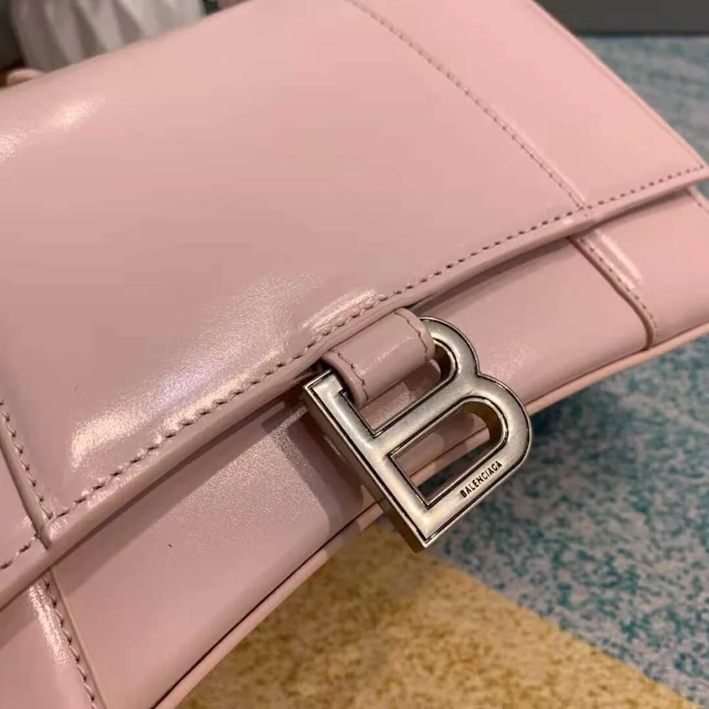 Balenciaga Hourglass Small Top Handle Bag in Light Pink Shiny Box Calfskin for Women