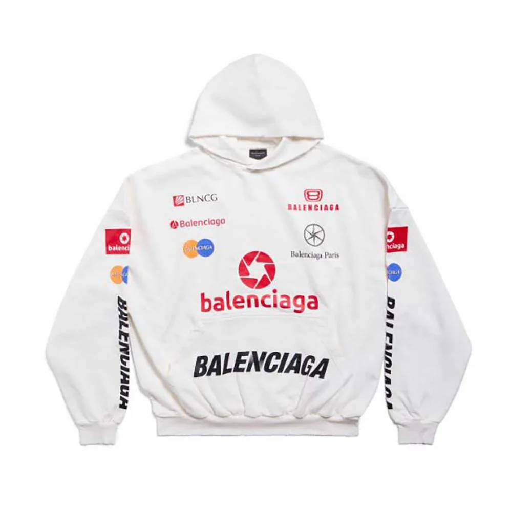 Balenciaga Top League Hoodie Oversized in White for Women