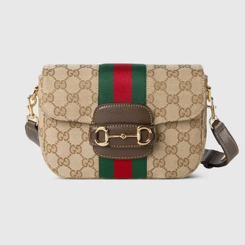 Gucci Horsebit 1955 Small Shoulder Bag / Sand And Dark Brown Gold Hardware