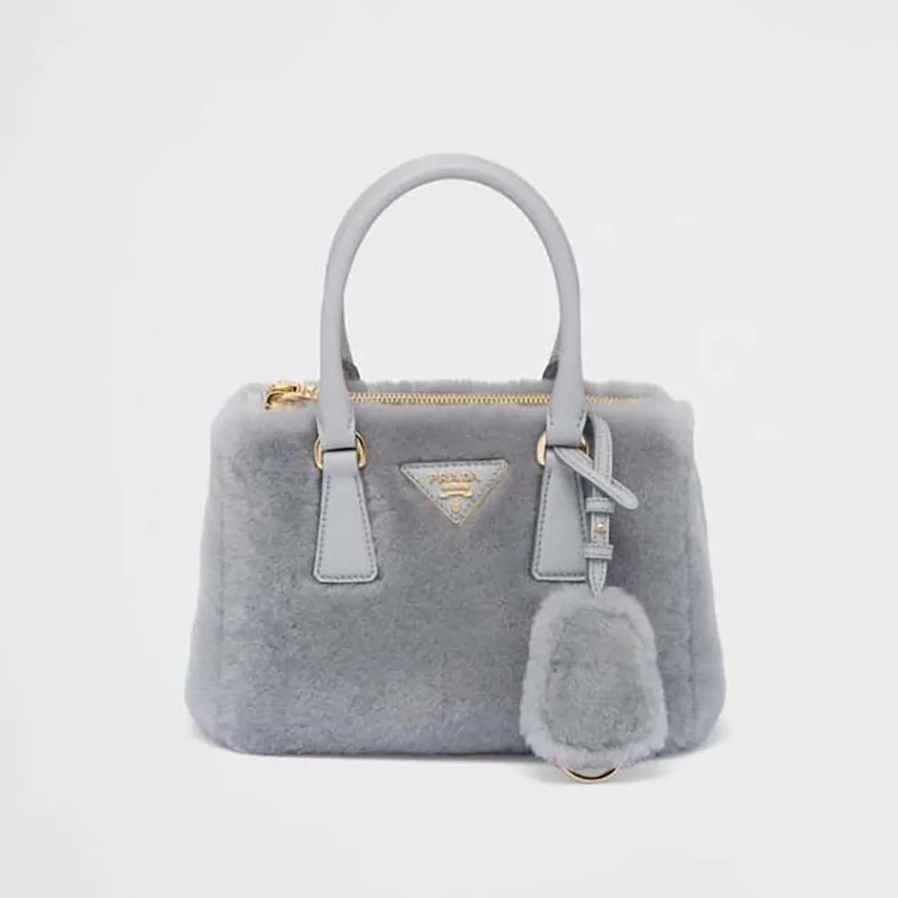 Prada Prada Galleria Shearling Mini-Bag for Women in Silver