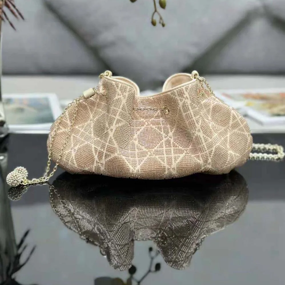 Dior Dior Dream Bucket Bag Dusty Ivory Cannage Cotton with Bead Embroidery for Women Dior Dior Dream Bucket Bag Dusty Ivory Cannage Cotton with Bead Embroidery for Women