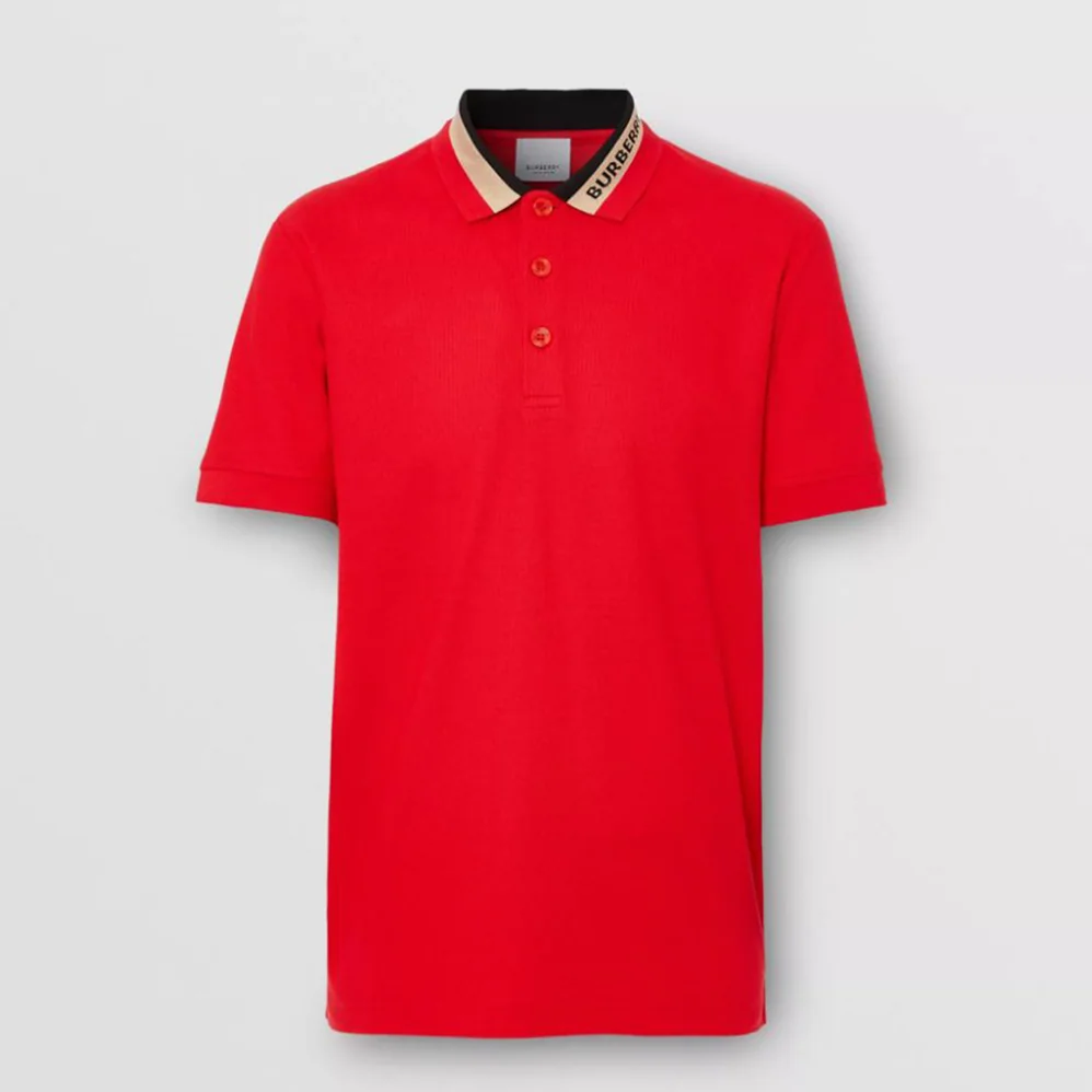 Burberry Logo Detail Cotton Pique Polo Shirt for Men in Red