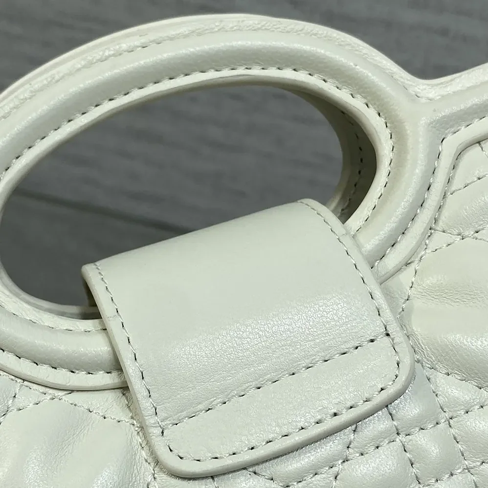 Dior Dior Jolie Top Handle Mini Bag Latte Cannage Lambskin for Women