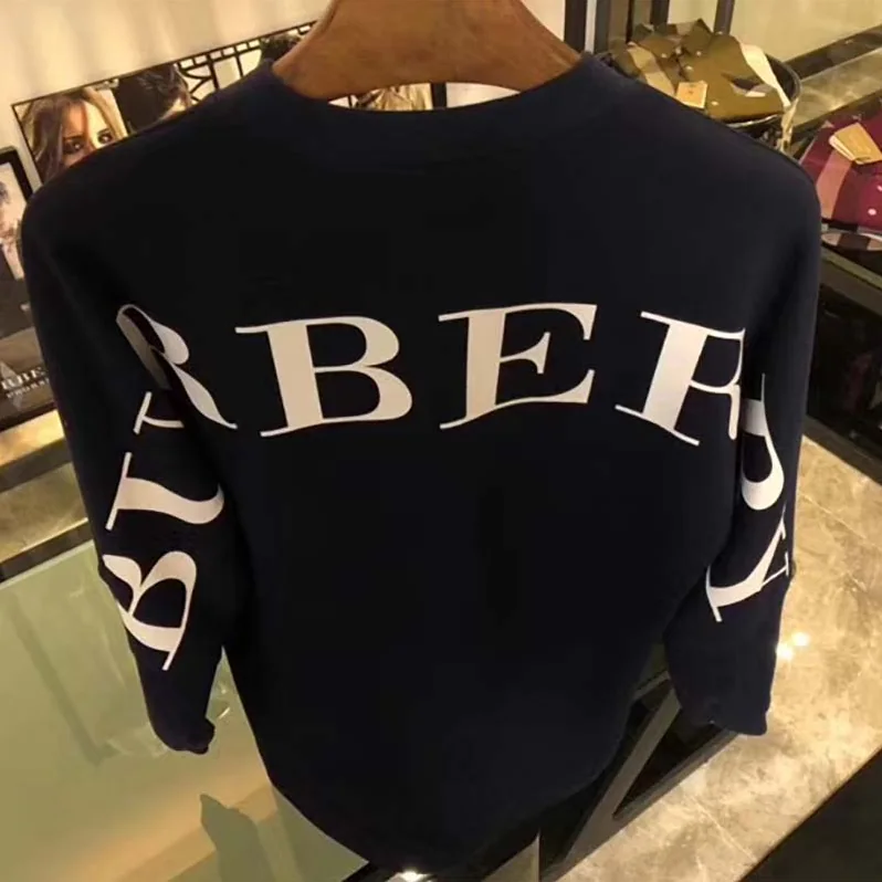 Burberry Logo Print Cotton Oversized Top for Men in Navy Burberry Logo Print Cotton Oversized Top for Men in Navy