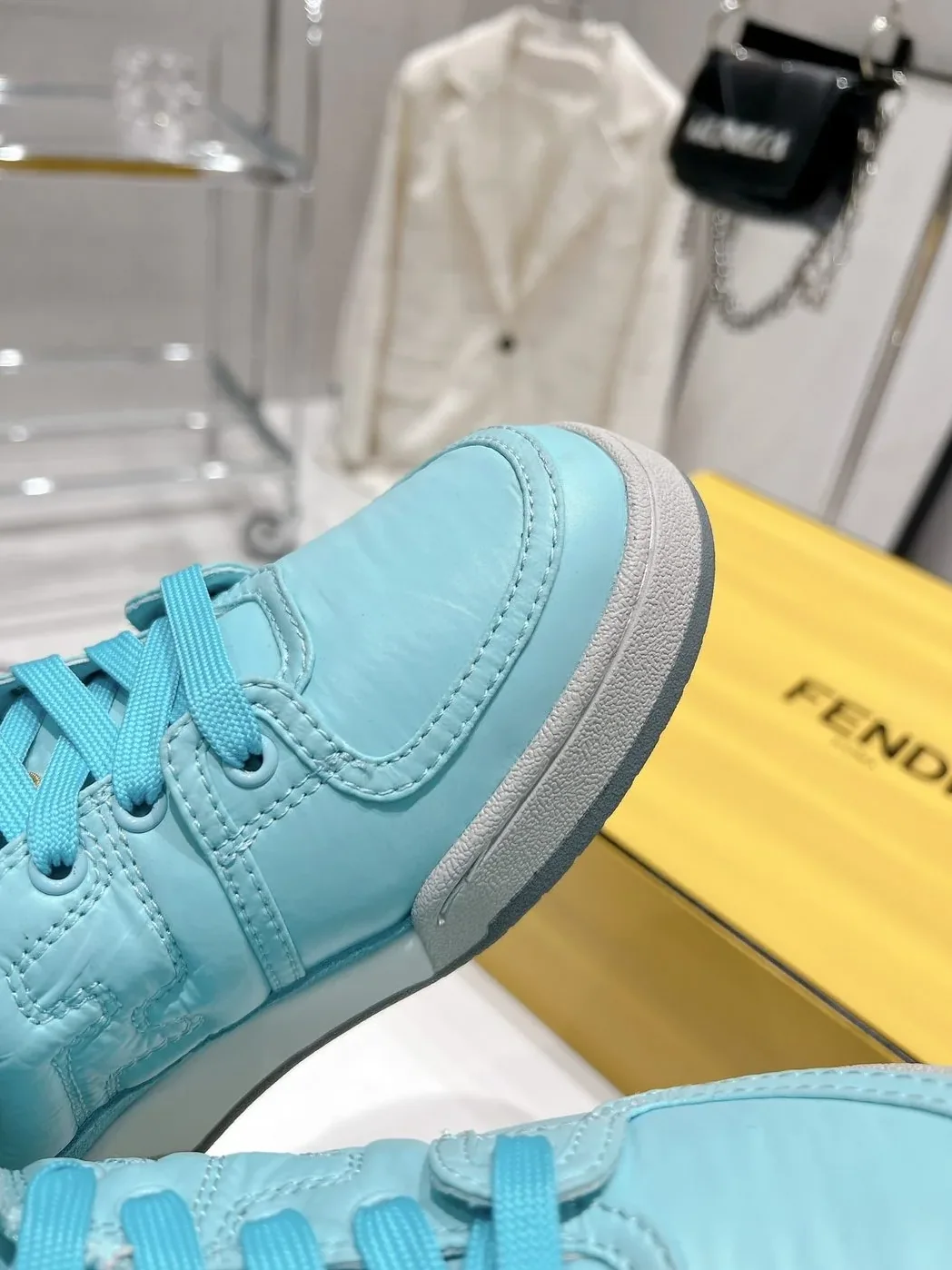 FD Fendi Match Lace-Up Low in Top Sneakers Blue FD Fendi Match Lace-Up Low in Top Sneakers Blue