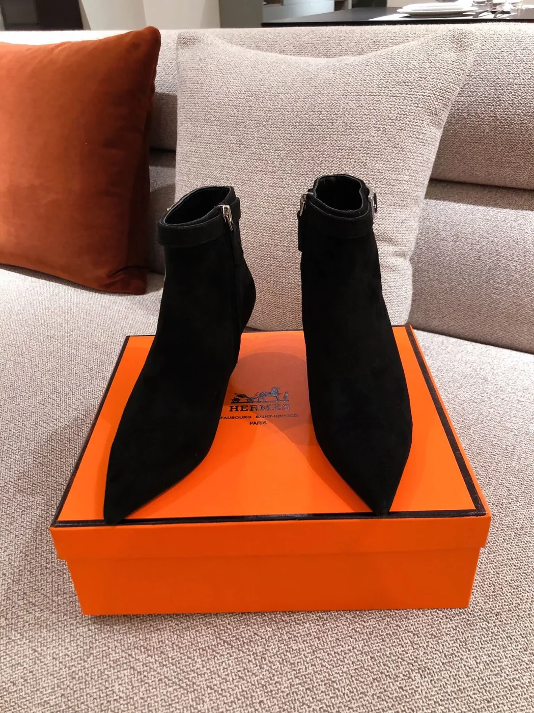 Hermes Blanche Ankle Boots Black /