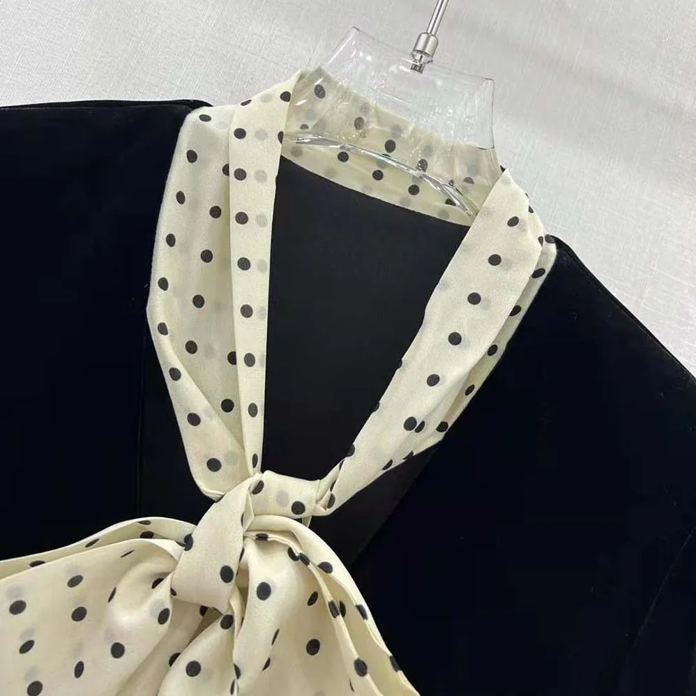 Miu Miu Scarf Collar Velvet Top for Women in Black Miu Miu Scarf Collar Velvet Top for Women in Black