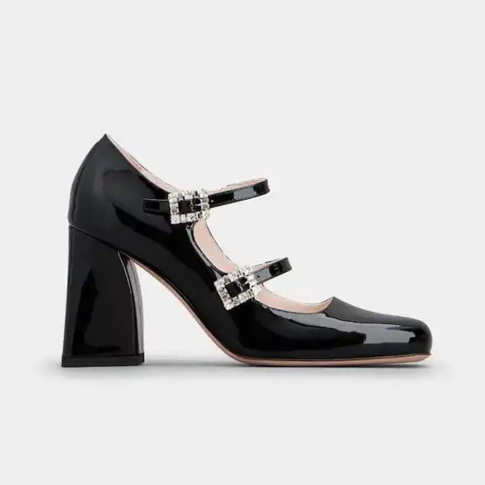 Roger Vivier Trés Vivier Strass Buckle Mini Babies Pumps in Patent Leather for Women Roger Vivier Trés Vivier Strass Buckle Mini Babies Pumps in Patent Leather for Women