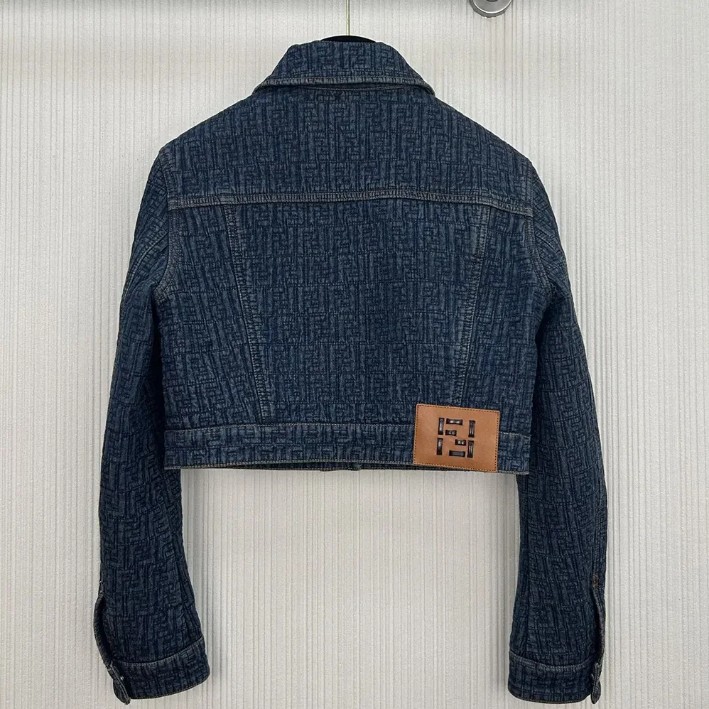 Fendi Dark Blue FF Denim Jacket for Women Fendi Dark Blue FF Denim Jacket for Women